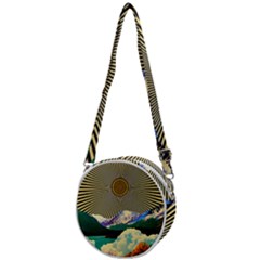 Surreal Art Psychadelic Mountain Crossbody Circle Bag by Cowasu