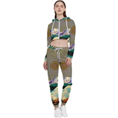 Surreal Art Psychadelic Mountain Cropped Zip Up Lounge Set by Cowasu