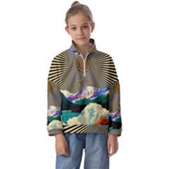 Surreal Art Psychadelic Mountain Kids  Half Zip Hoodie by Cowasu