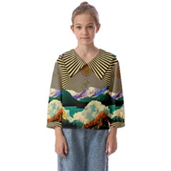 Surreal Art Psychadelic Mountain Kids  Sailor Shirt by Cowasu