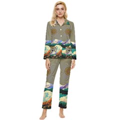 Surreal Art Psychadelic Mountain Womens  Long Sleeve Velvet Pocket Pajamas Set by Cowasu