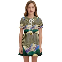 Surreal Art Psychadelic Mountain Kids  Sweet Collar Dress by Cowasu