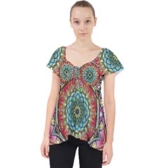 Mandalas Psychedelic Lace Front Dolly Top by Cowasu