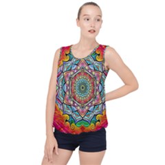 Mandalas Psychedelic Bubble Hem Chiffon Tank Top by Cowasu