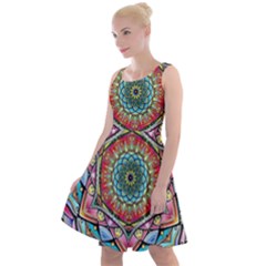 Mandalas Psychedelic Knee Length Skater Dress by Cowasu