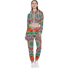 Mandalas Psychedelic Cropped Zip Up Lounge Set by Cowasu