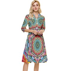 Mandalas Psychedelic Classy Knee Length Dress by Cowasu