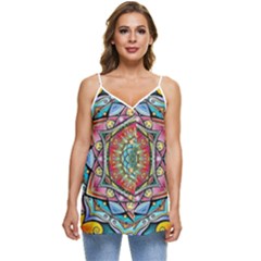 Mandalas Psychedelic Casual Spaghetti Strap Chiffon Top by Cowasu