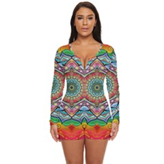 Mandalas Psychedelic Long Sleeve Boyleg Swimsuit