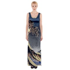 The Great Wave Off Kanagawa Japan Japanese Waves Thigh Split Maxi Dress by Cowasu