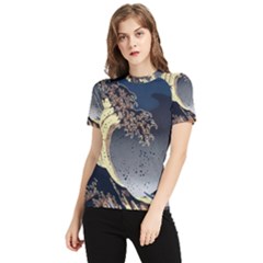 The Great Wave Off Kanagawa Japan Japanese Waves Women s Short Sleeve Rash Guard by Cowasu