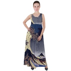 The Great Wave Off Kanagawa Japan Japanese Waves Empire Waist Velour Maxi Dress by Cowasu