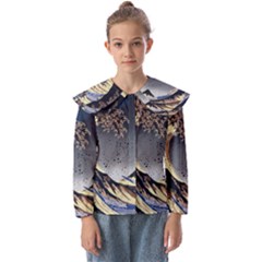 The Great Wave Off Kanagawa Japan Japanese Waves Kids  Peter Pan Collar Blouse by Cowasu