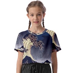 The Great Wave Off Kanagawa Japan Japanese Waves Kids  Basic Tee by Cowasu