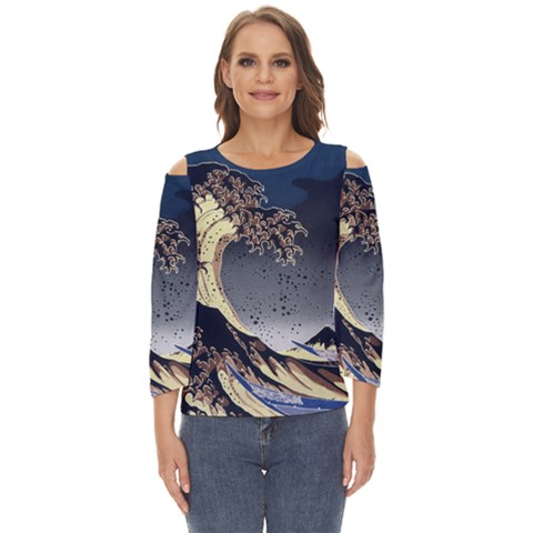 The Great Wave Off Kanagawa Japan Japanese Waves Cut Out Wide Sleeve Top by Cowasu