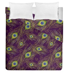 Peacock Feathers Pattern Duvet Cover Double Side (queen Size) by Cowasu