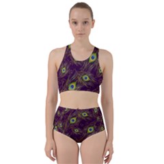 Peacock Feathers Pattern Racer Back Bikini Set by Cowasu