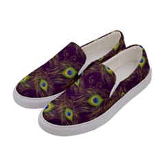 Peacock Feathers Pattern Women s Canvas Slip Ons by Cowasu