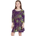 Peacock Feathers Pattern Kids  Quarter Sleeve Skater Dress View1