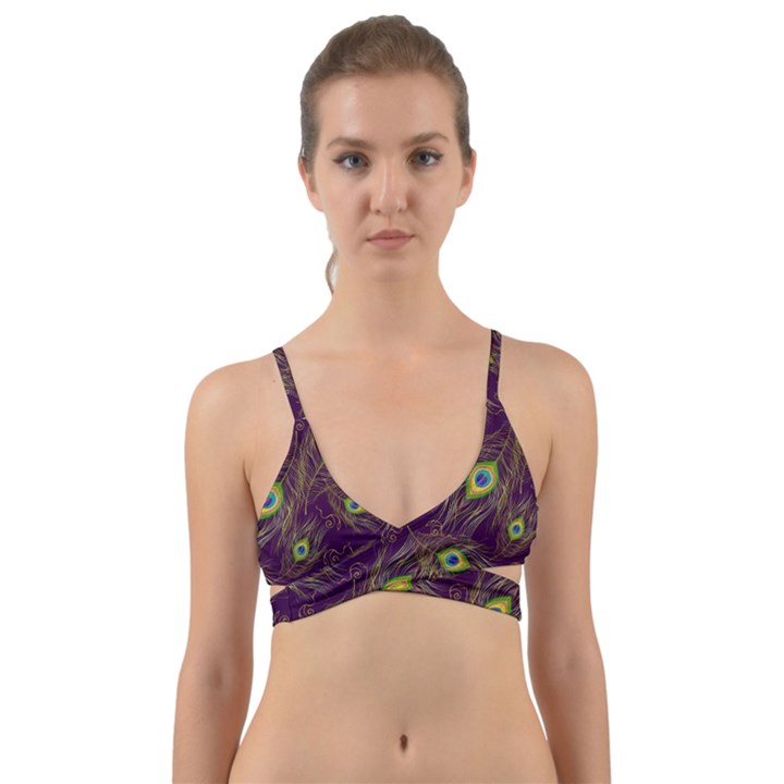 Peacock Feathers Pattern Wrap Around Bikini Top