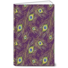 Peacock Feathers Pattern 8  X 10  Softcover Notebook by Cowasu