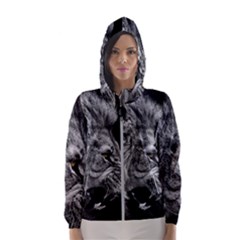 Angry Lion Black And White Women s Hooded Windbreaker by Cowasu