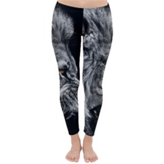 Angry Lion Black And White Classic Winter Leggings by Cowasu