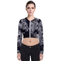 Angry Lion Black And White Long Sleeve Zip Up Bomber Jacket by Cowasu