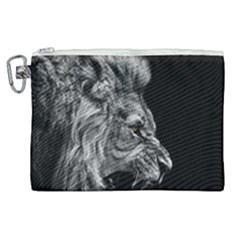 Angry Lion Black And White Canvas Cosmetic Bag (xl) by Cowasu