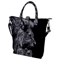 Angry Lion Black And White Buckle Top Tote Bag by Cowasu