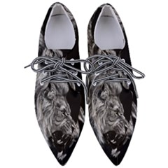 Angry Lion Black And White Pointed Oxford Shoes by Cowasu