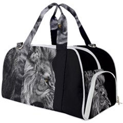 Angry Lion Black And White Burner Gym Duffel Bag by Cowasu