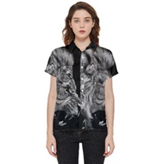 Angry Lion Black And White Short Sleeve Pocket Shirt by Cowasu