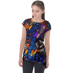 The Game Monster Stained Glass Cap Sleeve High Low Top by Cowasu