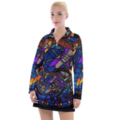 The Game Monster Stained Glass Women s Long Sleeve Casual Dress by Cowasu