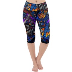 The Game Monster Stained Glass Lightweight Velour Cropped Yoga Leggings by Cowasu