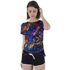 The Game Monster Stained Glass Short Sleeve Open Back Tee by Cowasu