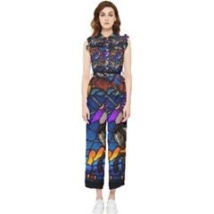 The Game Monster Stained Glass Women s Frill Top Chiffon Jumpsuit by Cowasu