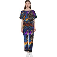 The Game Monster Stained Glass Batwing Lightweight Chiffon Jumpsuit by Cowasu