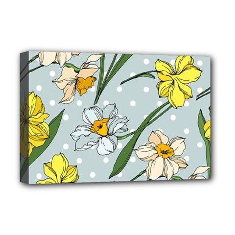 Narcissus Floral Botanical Flowers Deluxe Canvas 18  X 12  (stretched) by Cowasu