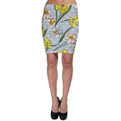 Narcissus Floral Botanical Flowers Bodycon Skirt by Cowasu