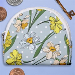 Narcissus Floral Botanical Flowers Horseshoe Style Canvas Pouch by Cowasu