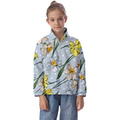 Narcissus Floral Botanical Flowers Kids  Half Zip Hoodie by Cowasu