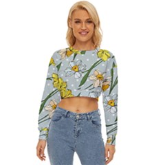 Narcissus Floral Botanical Flowers Lightweight Long Sleeve Sweatshirt by Cowasu