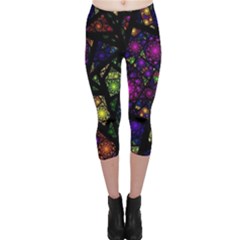 Stained Glass Crystal Art Capri Leggings  by Cowasu