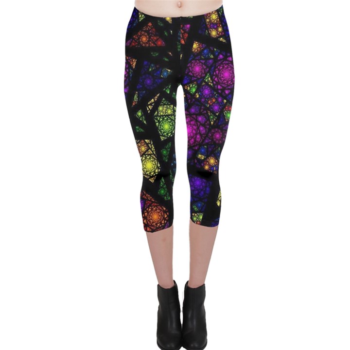 Stained Glass Crystal Art Capri Leggings 