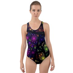 Stained Glass Crystal Art Cut-out Back One Piece Swimsuit