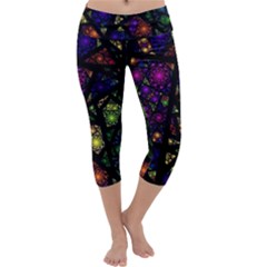 Stained Glass Crystal Art Capri Yoga Leggings by Cowasu