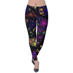 Stained Glass Crystal Art Velvet Leggings by Cowasu