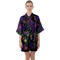 Stained Glass Crystal Art Half Sleeve Satin Kimono  by Cowasu